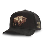 Sendero American Buffalo Hat at boltranchstore.com mens and womens cap Black cap with a bison emblem and 'Spirit of the West' buffalo hat black hat summer hat everyday hat free shipping