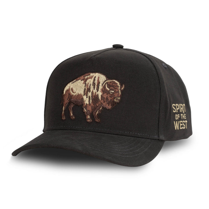 Sendero American Buffalo Hat at boltranchstore.com mens and womens cap Black cap with a bison emblem and 'Spirit of the West' buffalo hat black hat summer hat everyday hat free shipping