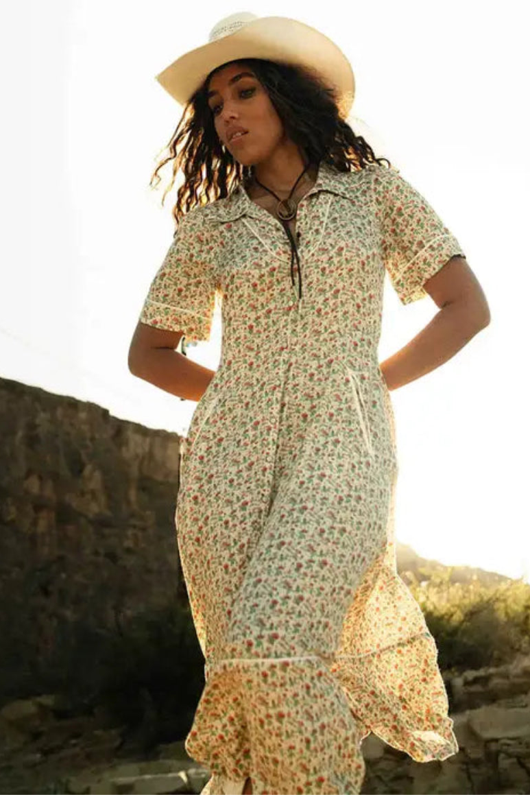 Sendero La Dahlia Dress - Desert Rose Find this at Boltranchstore.com womens froral summer dress western cowgirl Bolt Ranch Store