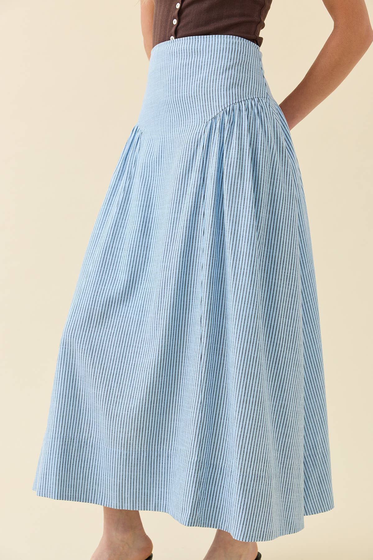 Shari Stripe Midi Skirt shop at boltranchstore.com western boutique skirts with pockets