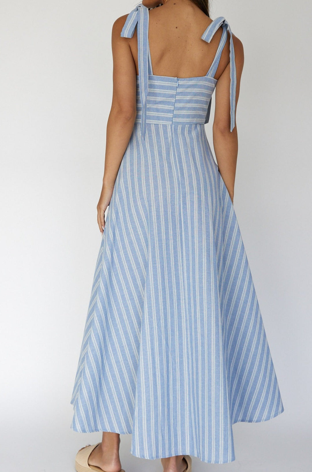 Shoulder Strap Stripe Flow Maxi Dress