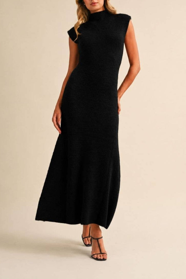 Womens black sleeveless turtleneck maxi dress for special occassions sold near me at Boltranchstore.com