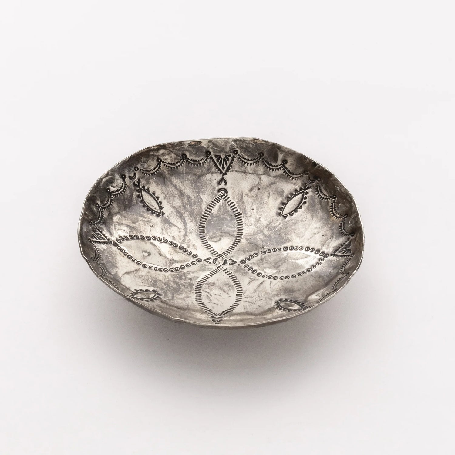 Silver Small Stamped Round Dish