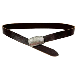 Silver Half Barrel Buckle Brown Belt