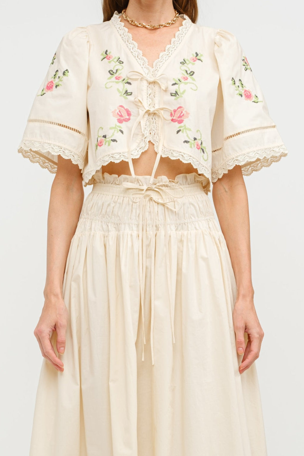 Sivan Cream Blouse womens embroidered floral lace top popular order at boltranchstore.com