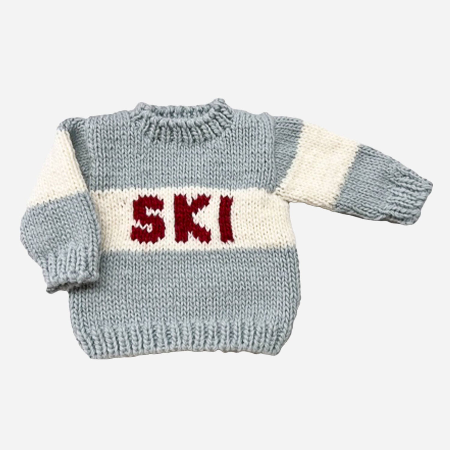Ski Bowie Grey Kids and Infant Sweater in bowie gray, red and cream knitted sweater at boltranchstore.com baby boy toddler girl winter ski sweater cute popular free shipping