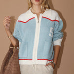 Ski Patch Zip Up Knit Cardigan buy at boltranchstore.com western boutique womens fall winter skiing sweater zip cardigan 