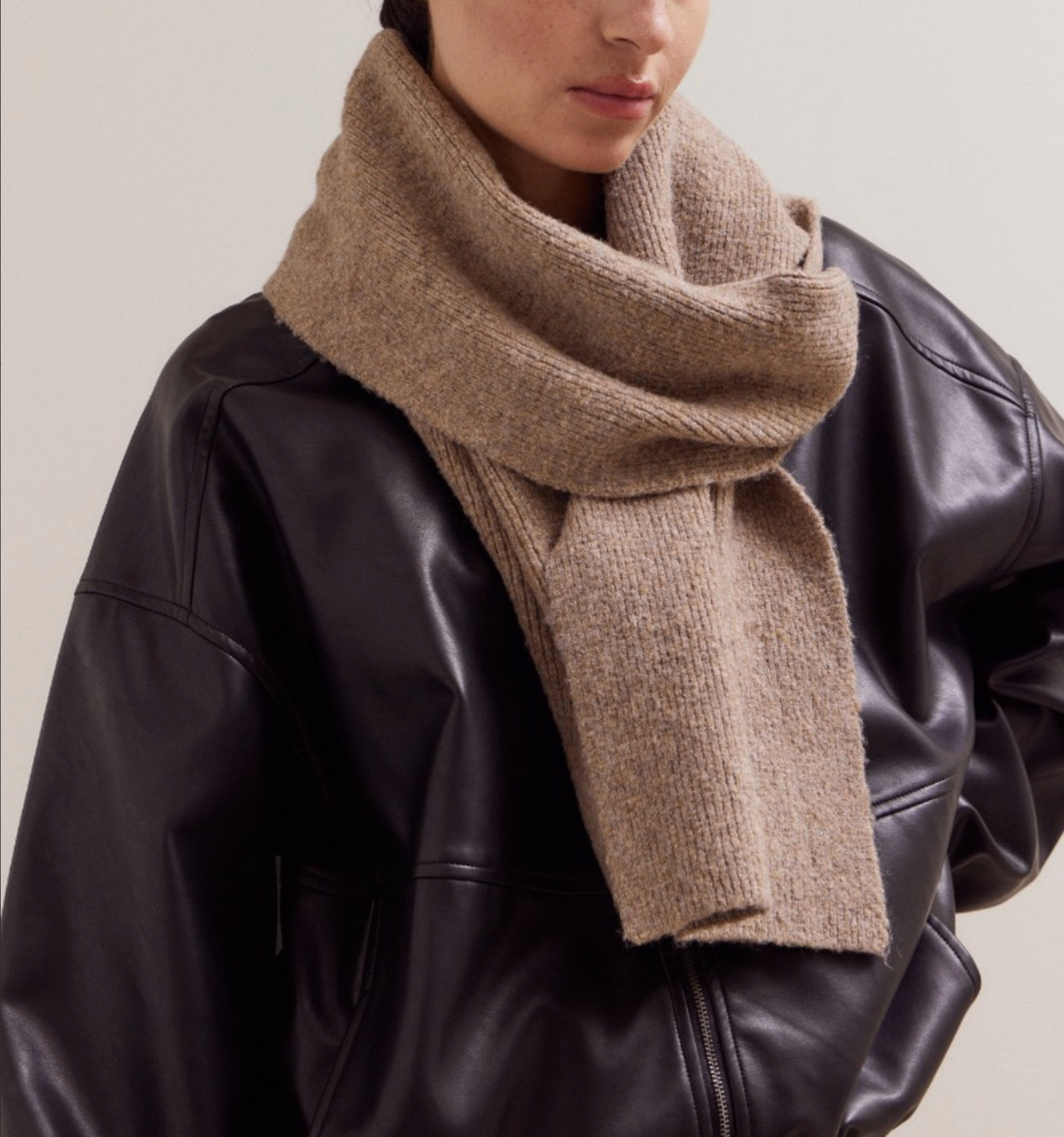 Skinny Rib Scarf womens tan cream fall winter scarf western fashion Boltranchstore.com free shipping gift