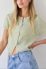 Skye Short Sleeve Cardigan pistachio green womens top Boltranchstore.com Free Shipping cute sweater spring 