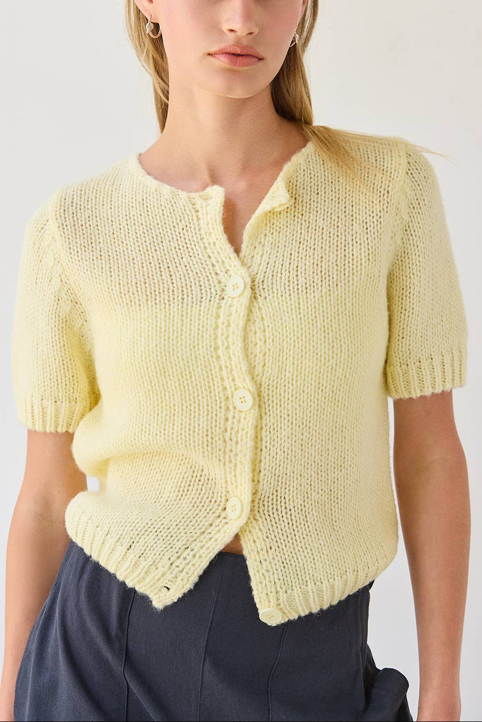 Skye Short Sleeve Cardigan yellow womens sweater button down popular spring top Boltranchstore.com Free Shipping