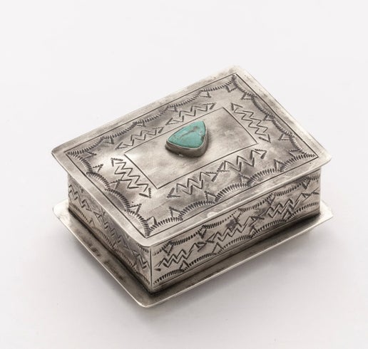 Small Stamped Box with Turquoise
