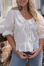 Society Blouse womens white summer top eyelet casual wedding shirt at boltranchstore.com
