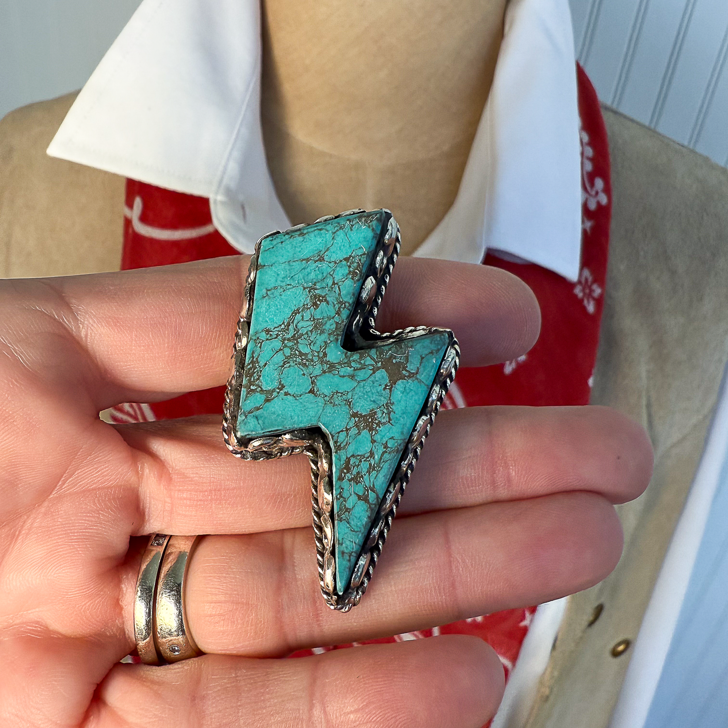 Turquoise Lightning Bolt Scarf Slide