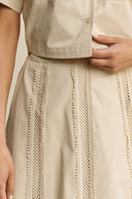 Stella Lace Trim Skirt womens new arrival summer beautiful lace trim oatmeal sand skirt wedding formal free shipping Boltranchstore.com