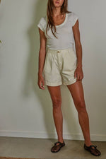 Stella Ribbed Short Sleeve Top off white womens summer shirt popular viral free shipping Boltranchstore.com