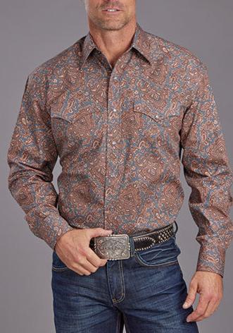 Stetson Mens Snap 2 Pocket Paisley Shirt