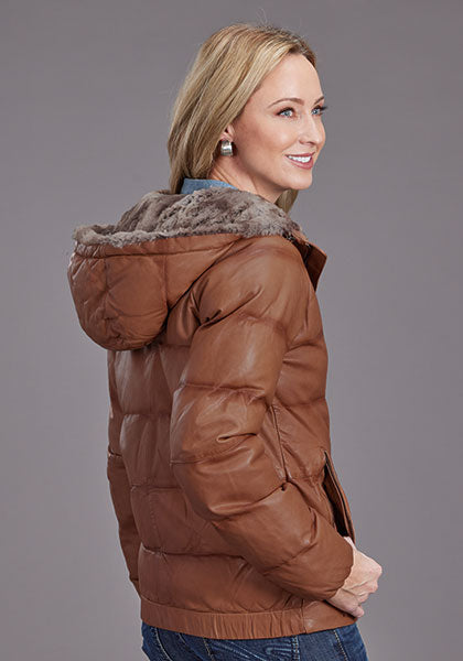 Stetson Womens Quilted Smooth Puffy Leather Jacket