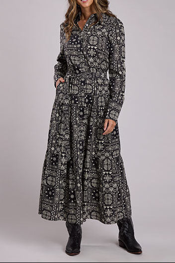 Stetson Black Bandana Patchwork Dress a full button up long sleeve dress with collar perfect with cowboy boots and cowboy hat available at boltranchstore.com
