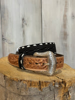 Stetson Hand Stitched Leather Belt 9927500 black and leather stitched belt Boltranchstore.com free shipping