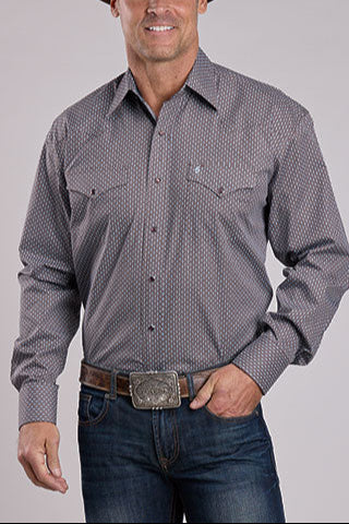 Stetson Mens Brown Diamond Print Shirt available at boltranchstore.com