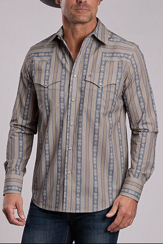 Stetson Mens Chevron Wallpaper Stripe Shirt 1100104766094