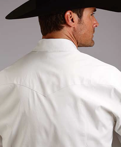 Stetson Mens LS Snap 2 Pocket Solid Pinpoint back