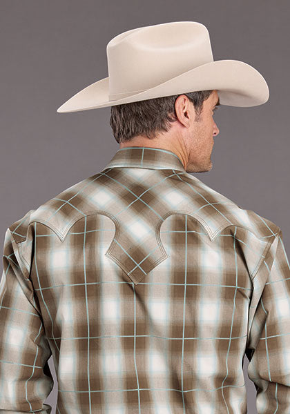 Stetson Mens Sandy Ombre Plaid Shirt 11-001-0478-2033 BR