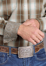 Stetson Mens Sandy Ombre Plaid Shirt 11-001-0478-2033 BR cuff