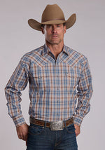 Stetson Mens Shadow Dobby Plaid Shirt western apparel bolt ranch store 