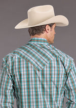 Stetson Mens Vintage Turquoise Plaid Shirt at boltranchstore.com