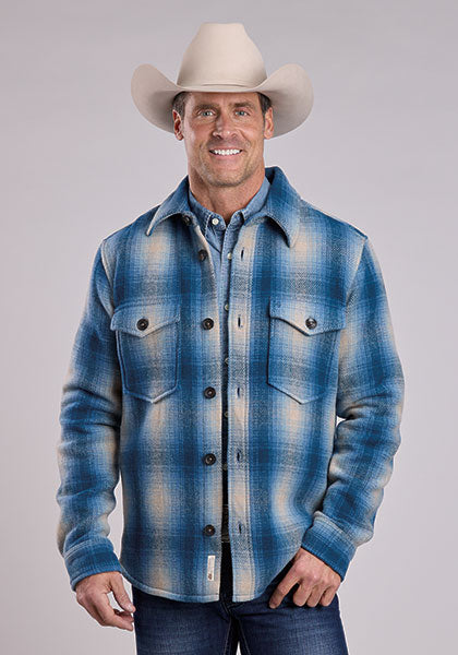 Stetson Mens Wool Lined Shirt Jacket western outerwear wool bolt ranch store