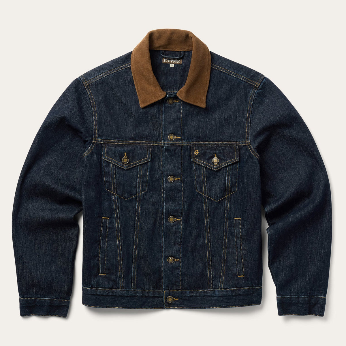 Stetson Suede Collar Raw Denim Jacket 11-097-0670-9160 Mens chore jacket barn coat Boltranchstore.com free shipping