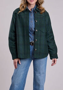 Stetson Womens Green Plaid Shirt Jacket cozy jacket womens fall shacket order at boltranchstore.com