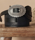 Stetson x The Great The Tooled Waist Belt Black with Silver western clothing fashion Boltranchstore.com Free Shipping