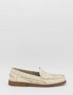 Stivali Monaco Ivory Leather Loafers embroidered with the western boot in a ivory cream loafer at boltranchstore.com