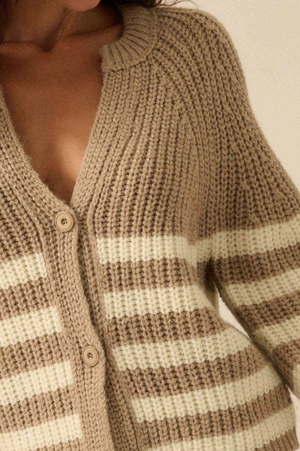 Striped Ribbed Knit Cardigan Sweater womens tan sweater fall 2025 Boltranchstore.com free shipping popular
