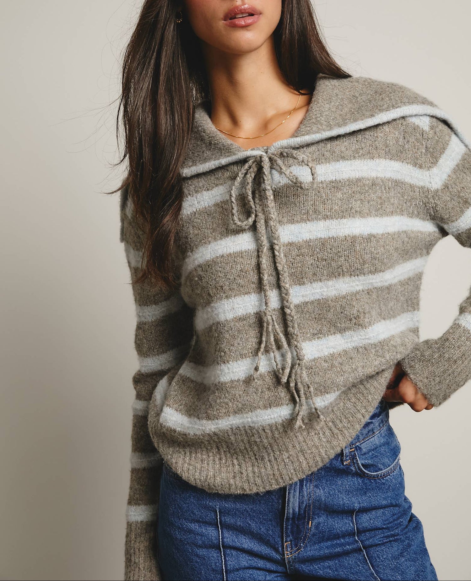 Striped Sailor Collar Knit Sweater