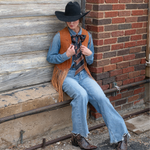 Fringe Scarves Boli Preppy Saddle Black Brown preppy meets western style for denim and boots cowgirl style
