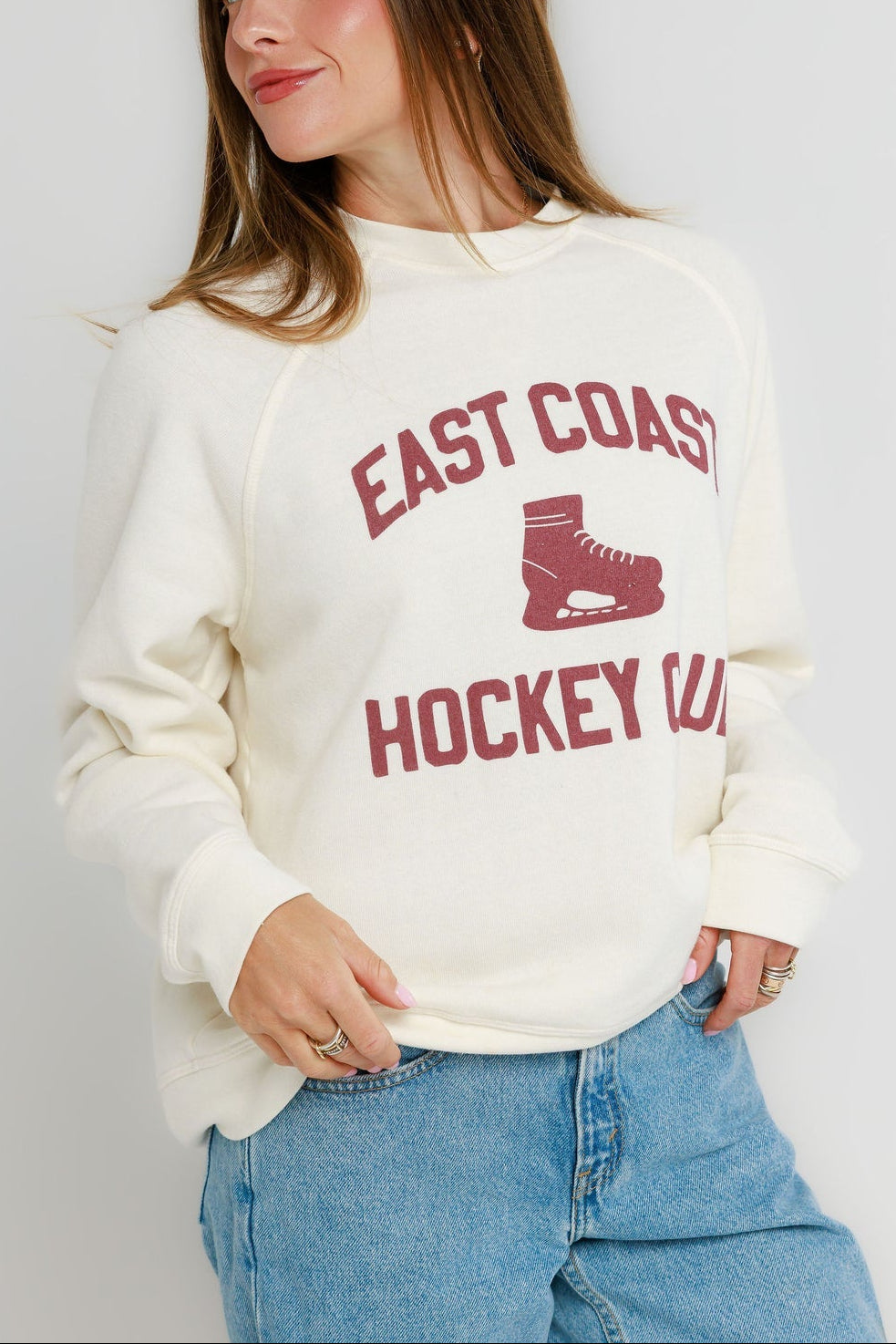 East Coast Hockey Club Raglan Crew SUNNY SOMEWHERE womens sweatshirt crewneck Boltranchstore.com free shipping 