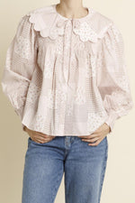 Susan Scallop Collar Tile Blouse