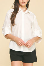Suzy Solid Button Down Shirt white womens oxford shirt collar free shipping at Boltranchstore.com