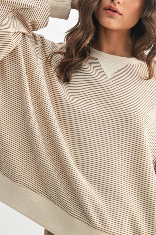 Suzy Striped Contrast Pullover cream tan ecru womens stripes popular classic boltranchstore.com free shipping