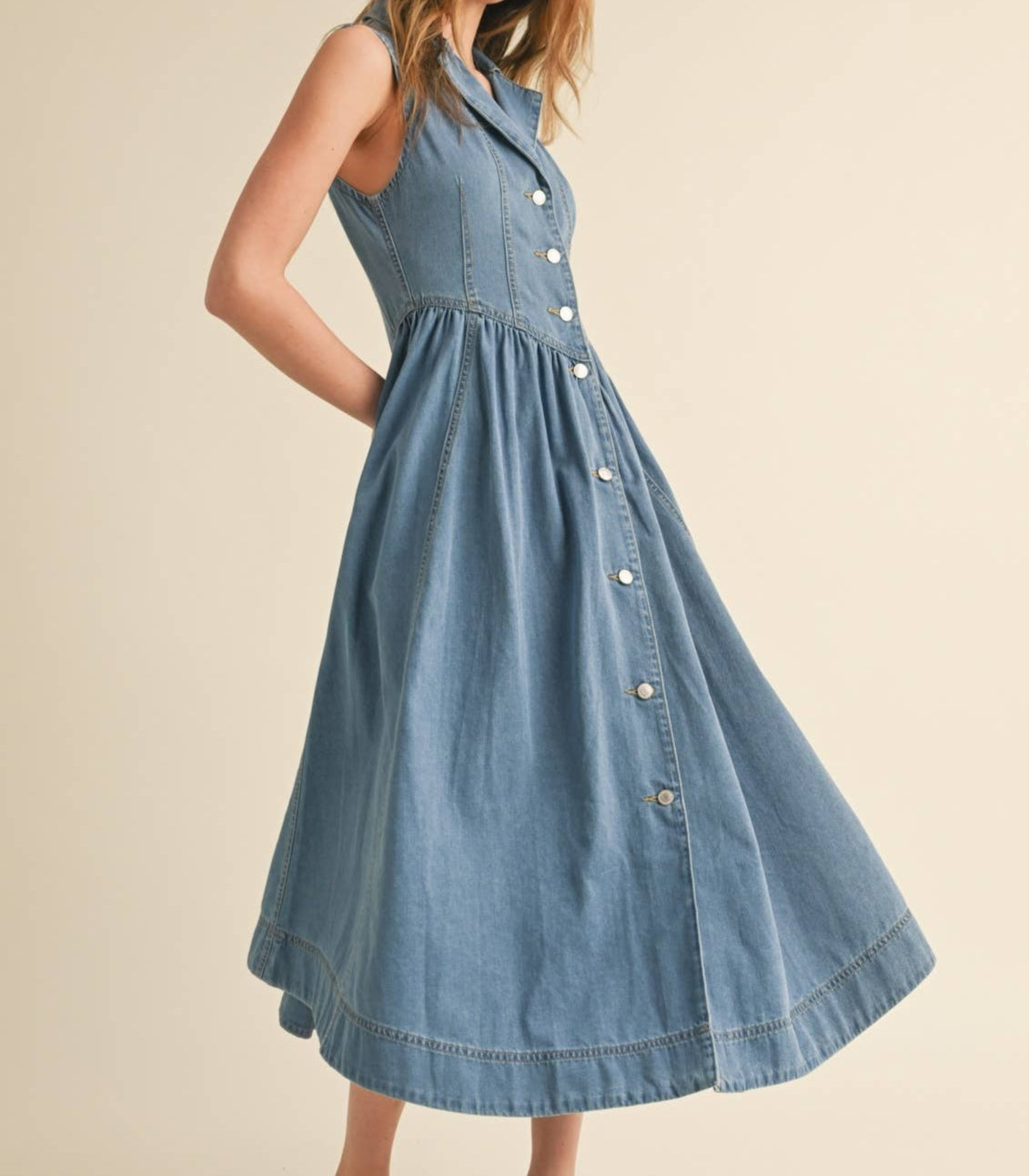 Sydnee Sleeveless Denim Midi Dress