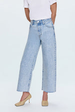 Pistola Tate Crop High Rise Bowed Wide Leg Jean womens denim jeans no stretch raw hem Pistola womens Boltranchstore.com Free shipping