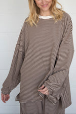 Dani Lounge Top in Brown TBT13927 Things between loungewear oversized womens top brown cream Boltranchstore.com Free Shipping