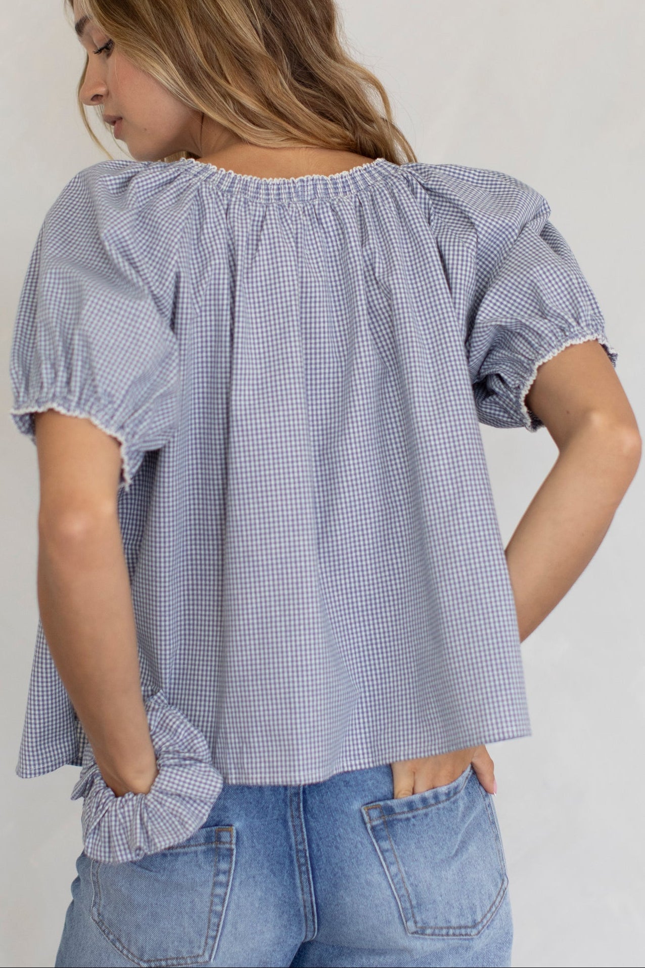 Charly Checker Puff Blouse