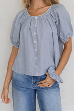 checkered blouse with puff sleeves thanksgiving outfit holiday shirt everyday shirt boltranchstore.com