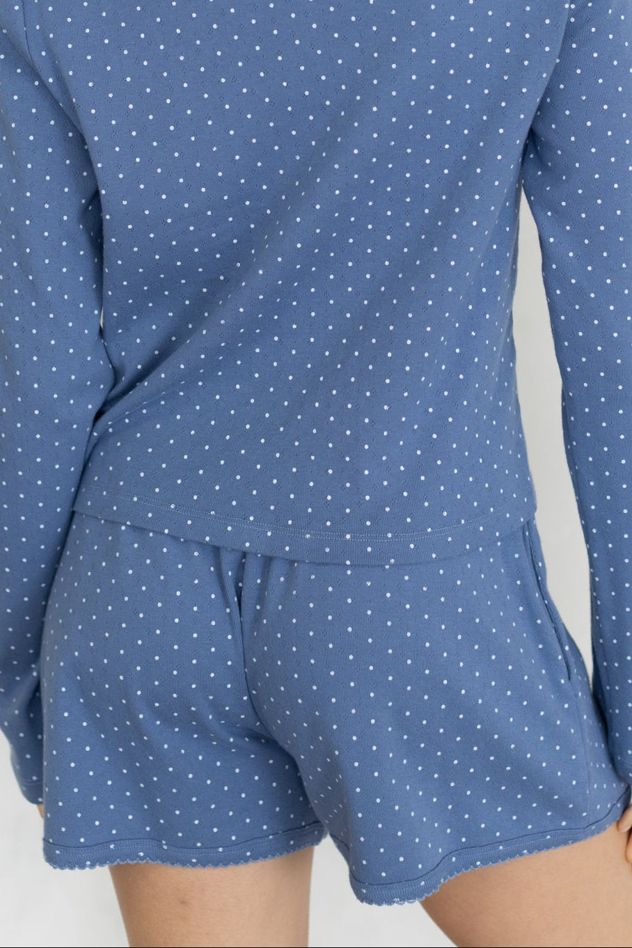Things Between Jeannie Polka Dot Shorts matching lounge set styled with the Jeannie Polka Dot Henley Top cowgirl Park City