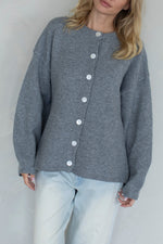 Things Between Juniper Cardigan heather grey chunky knit cardigan with button front womens western boutique Utah TBW14087 Boltranchstore.com