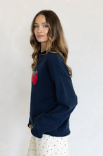 Things Between Strawberry Sweater relaxed crew silhouette with a rolled knit neckline western fashion